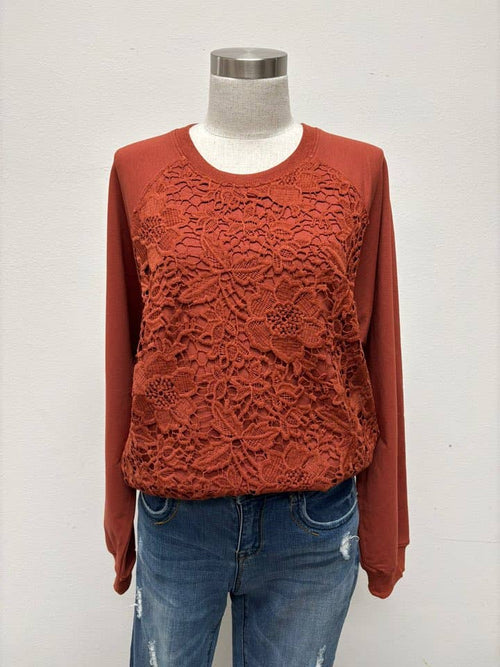 French terry flower patch pullover 8045