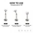 MULTI ROUND CZ DANGLE CHAIN TOP 316L SURGICAL STEEL THREADLE