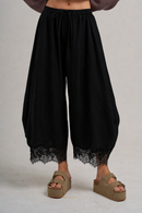 Lace Trim Balloon Leg Pants