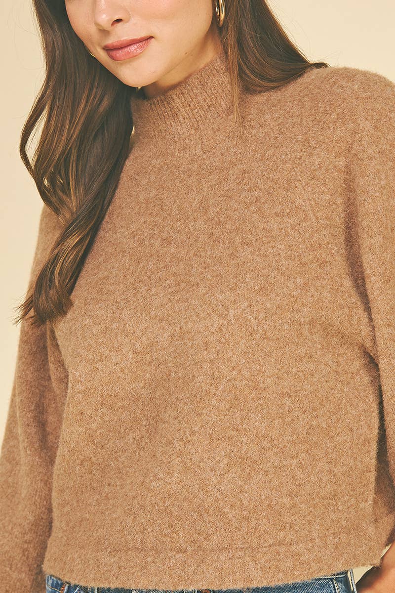 Wide Sleeve Mock Neck Sweater