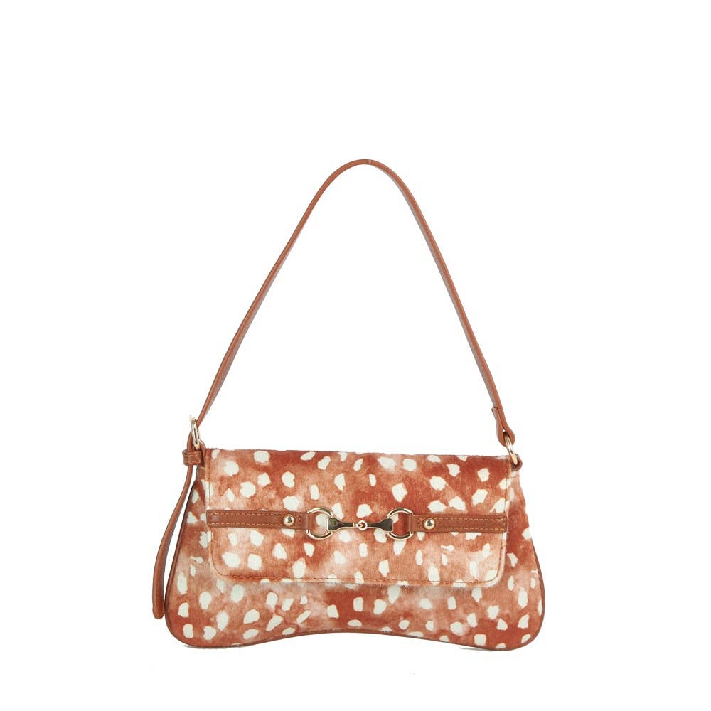 Fawn Spotted Horsebit Flap Shoulder Bag