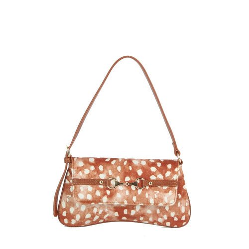 Fawn Spotted Horsebit Flap Shoulder Bag