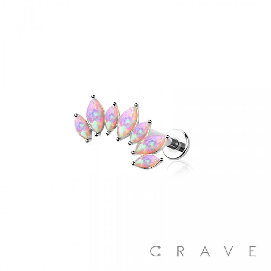 MULTI MARQUISE OPAL INTERNALLY THREADED 316L SURGICAL STEEL