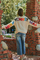 Rainbow Graphic Lettering Oversized Knit Sweater