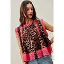 Leopard Pleated Sleeveless Blouse