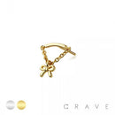 316L SURGICAL STEEL THREADLESS PUSH IN RIBBON CHAIN DANGLE D