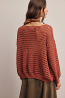 Open-Knit Stripe Sweater Top FSW0056