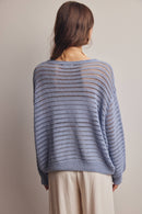 Open-Knit Stripe Sweater Top FSW0056