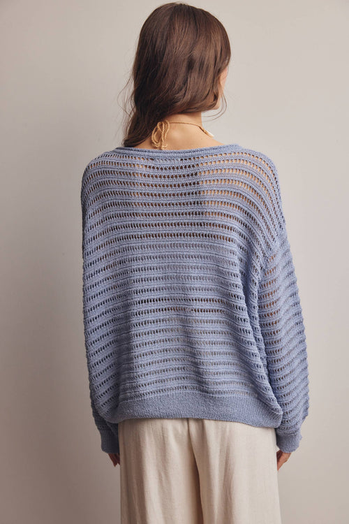 Open-Knit Stripe Sweater Top FSW0056