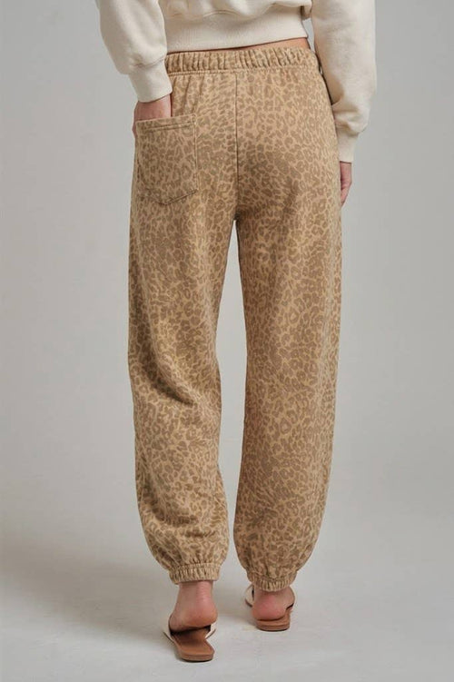 LEOPARD FLEECE COMFY SWEATPANTS WITH A DRAWSTRING