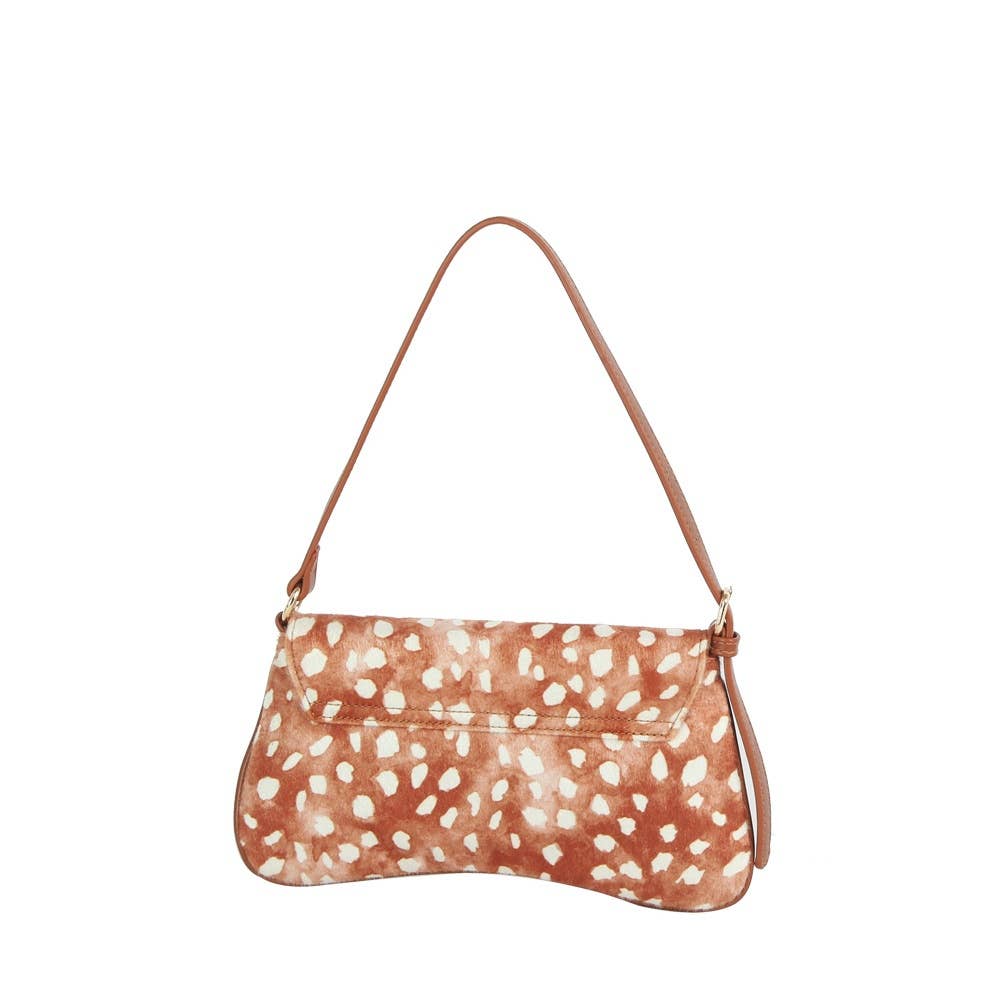 Fawn Spotted Horsebit Flap Shoulder Bag