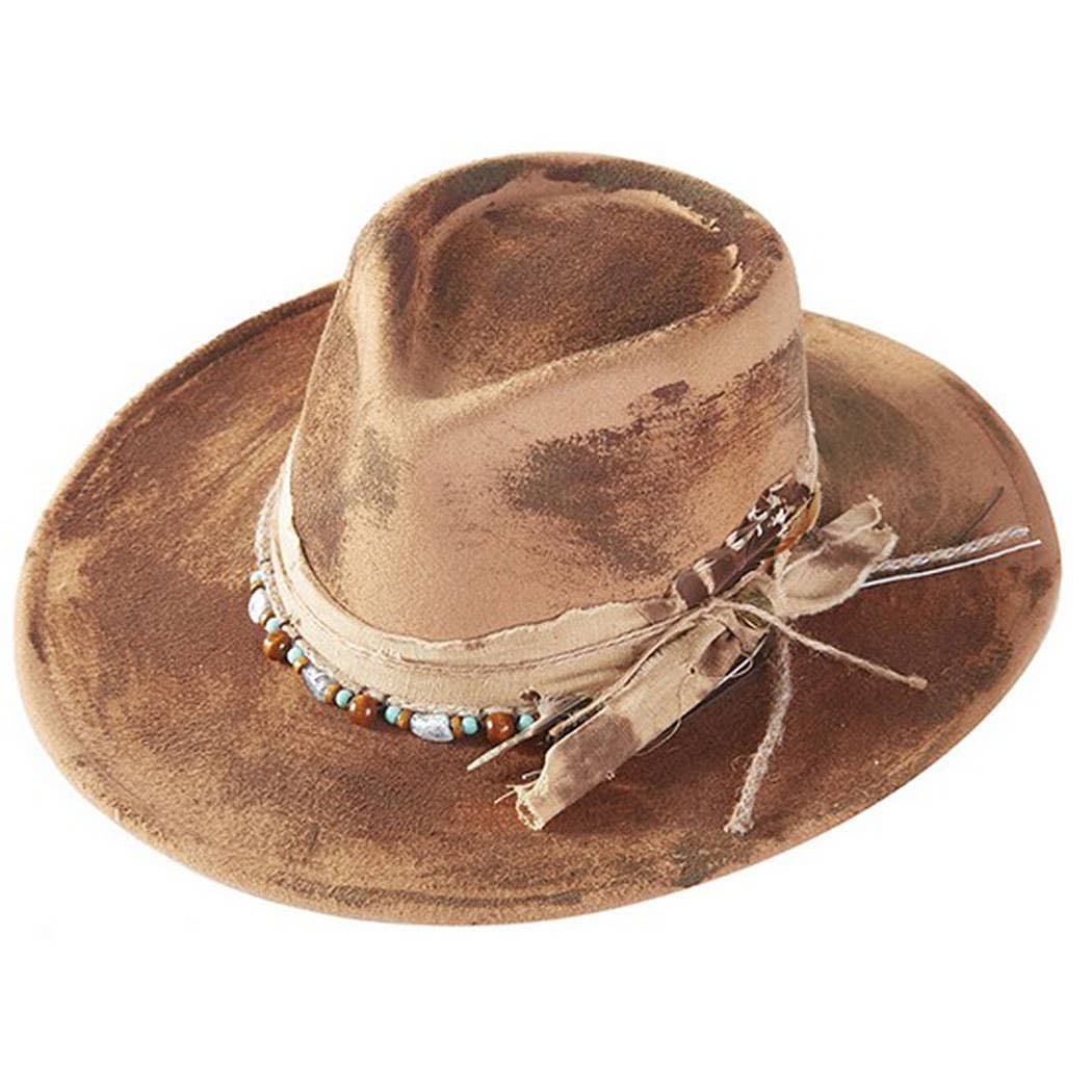 Shapeable Cowgirl Hat with Feather – Taupe