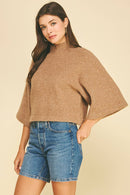 Wide Sleeve Mock Neck Sweater