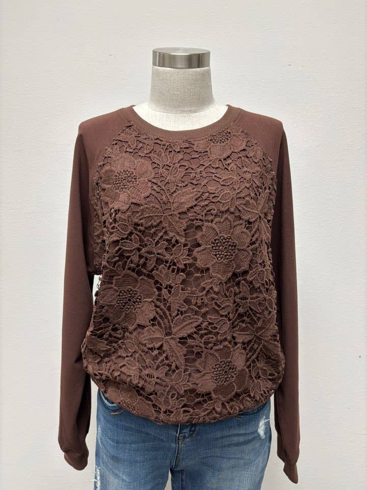French terry flower patch pullover 8045