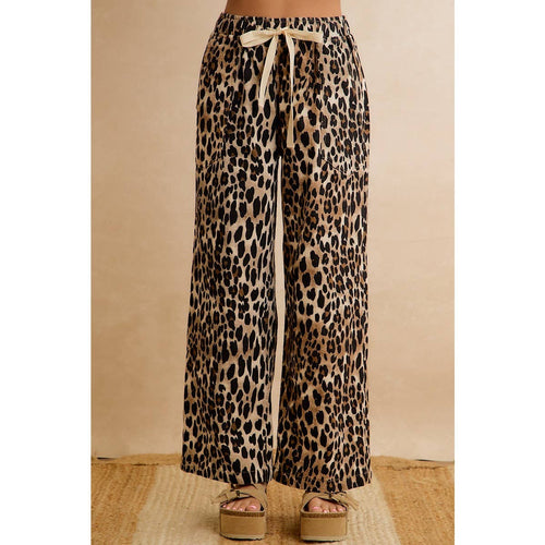 Leopard Pull-On Wide Leg Pants