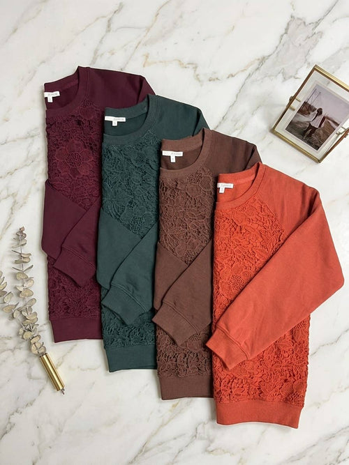 French terry flower patch pullover 8045