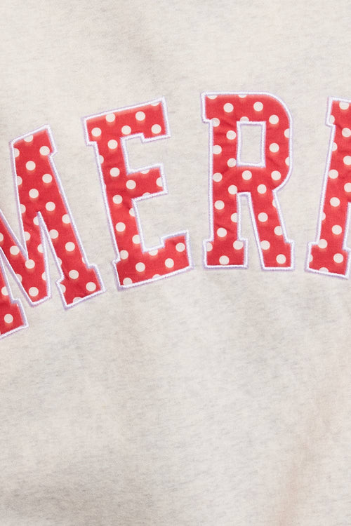 IT2594E-MERRYW | "MERRY" Varsity Mock Neck Sweatshirt