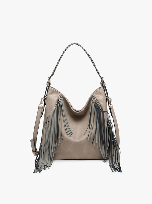 Sav Distressed Fringe Hobo Bag