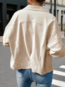 Solid Corduroy Jacket Casual Oversized Button Front