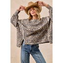 LEOPARD PRINT OVERSIZED WAFFLE THERMAL SWEATSHIRT