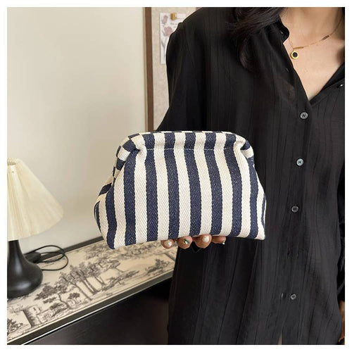 Clutch Purse for Women Summer Beach Striped Dumpling Bag