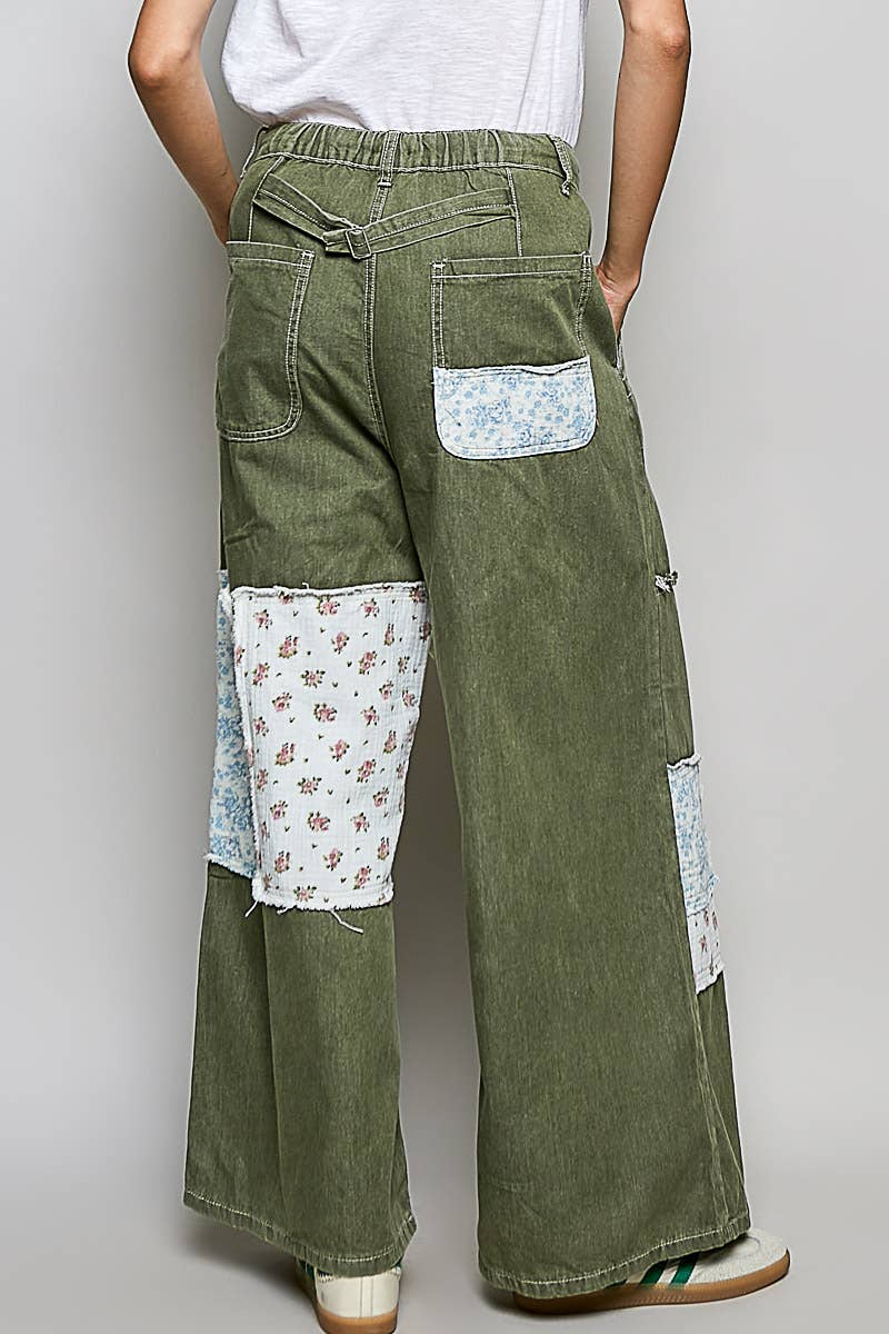 Patchwork Straight Leg Denim