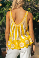 Floral Motif Open-Knit Crochet Tank