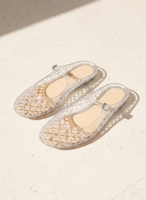 NEMO Jelly Mary Jane Flats Woven Lattice Mesh Shoes