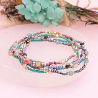 Cool Breeze Blue Purple Seed Bead Bracelet Set