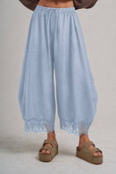 Lace Trim Balloon Leg Pants