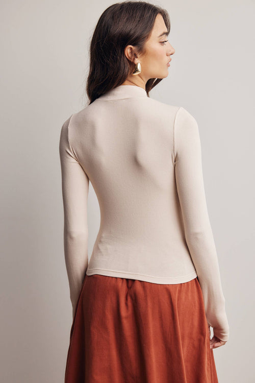 Stretch Ribbed Mock Neck Top FT0063