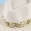 Wide Brim Felt Fedora With Gold Brocade Band