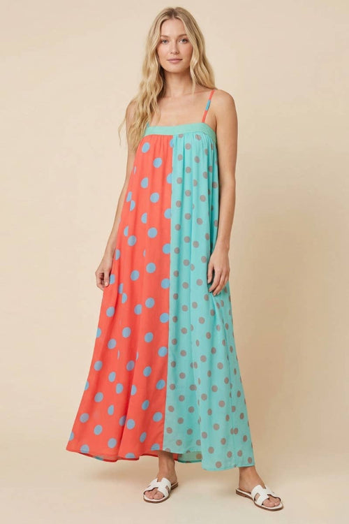 Polka Dot Chiffon Maxi Dress