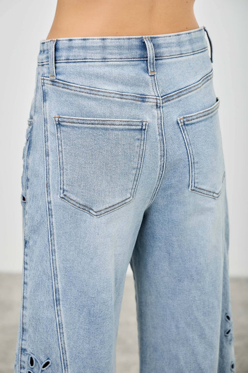 High Rise Embroidered Barrel Jeans