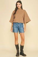 Wide Sleeve Mock Neck Sweater
