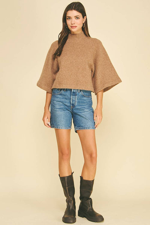 Wide Sleeve Mock Neck Sweater