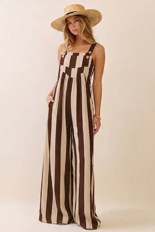Vertical Stripe Wide Leg Jumpsuit