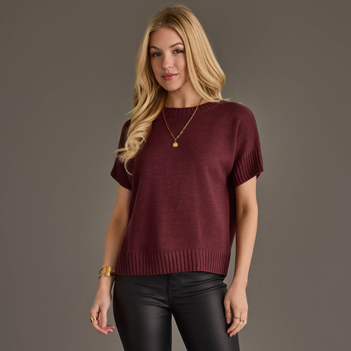 Maroon Short Sleeve Sweater