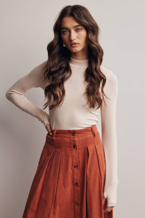 Stretch Ribbed Mock Neck Top FT0063