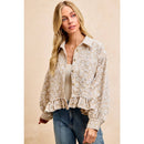 Floral Ruffled Hem Shirt Top
