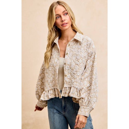 Floral Ruffled Hem Shirt Top