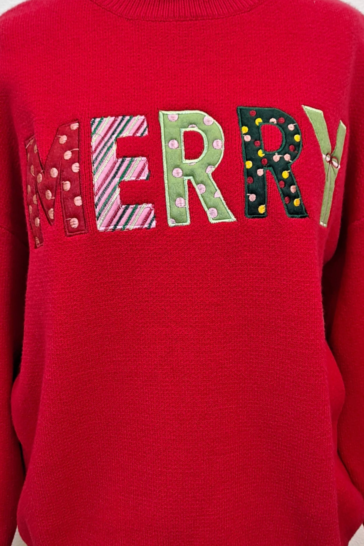 PATCHWORK MERRY HOLIDAY SWEATER