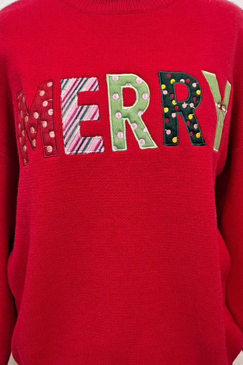 PATCHWORK MERRY HOLIDAY SWEATER