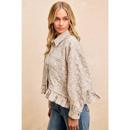 Floral Ruffled Hem Shirt Top