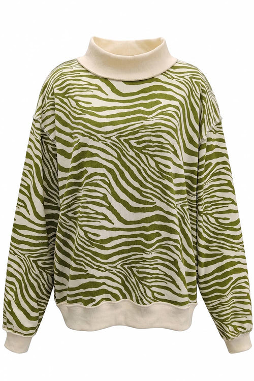 Zebra Mock Neck Sweatshirt