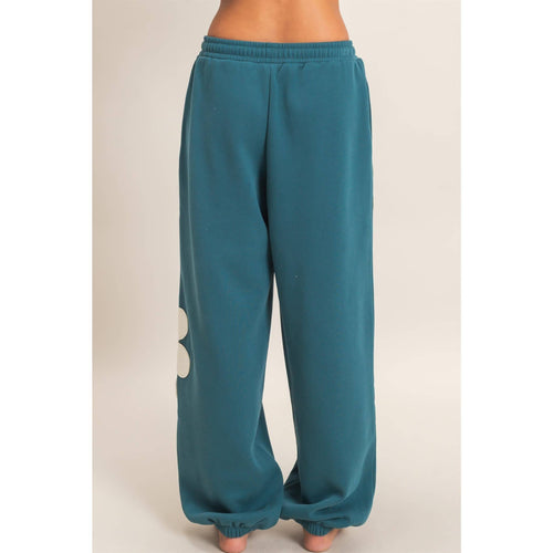 Floral Applique Drawstring Jogger Pants