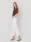 High Rise Raw Hem Crop Wide Leg Jeans