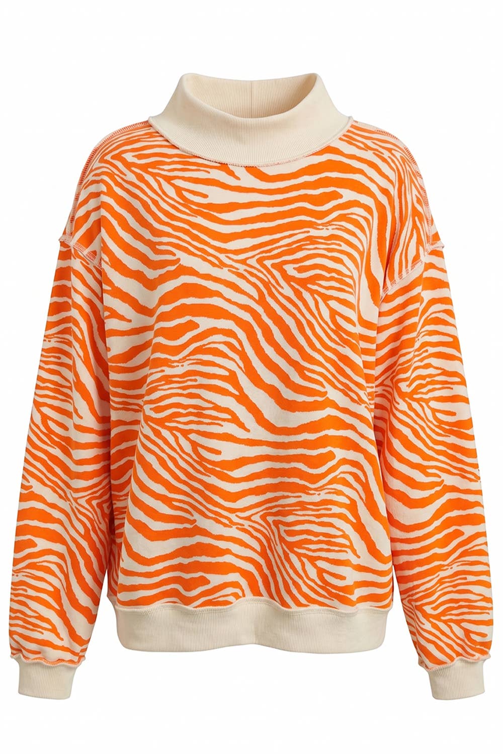 Zebra Mock Neck Sweatshirt