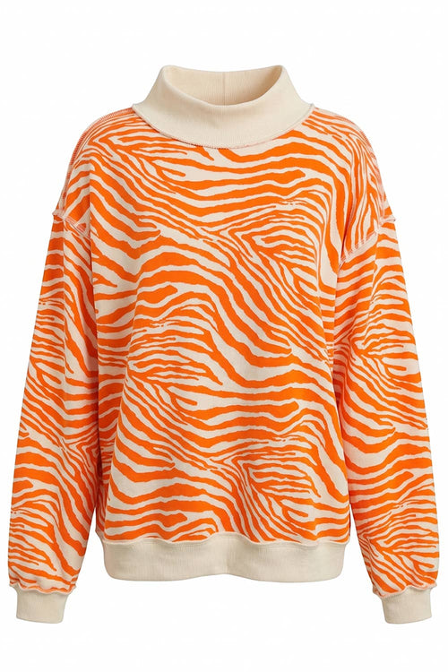 Zebra Mock Neck Sweatshirt