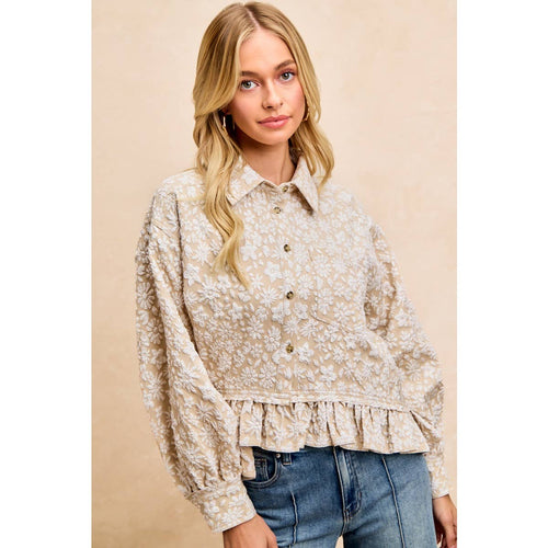 Floral Ruffled Hem Shirt Top